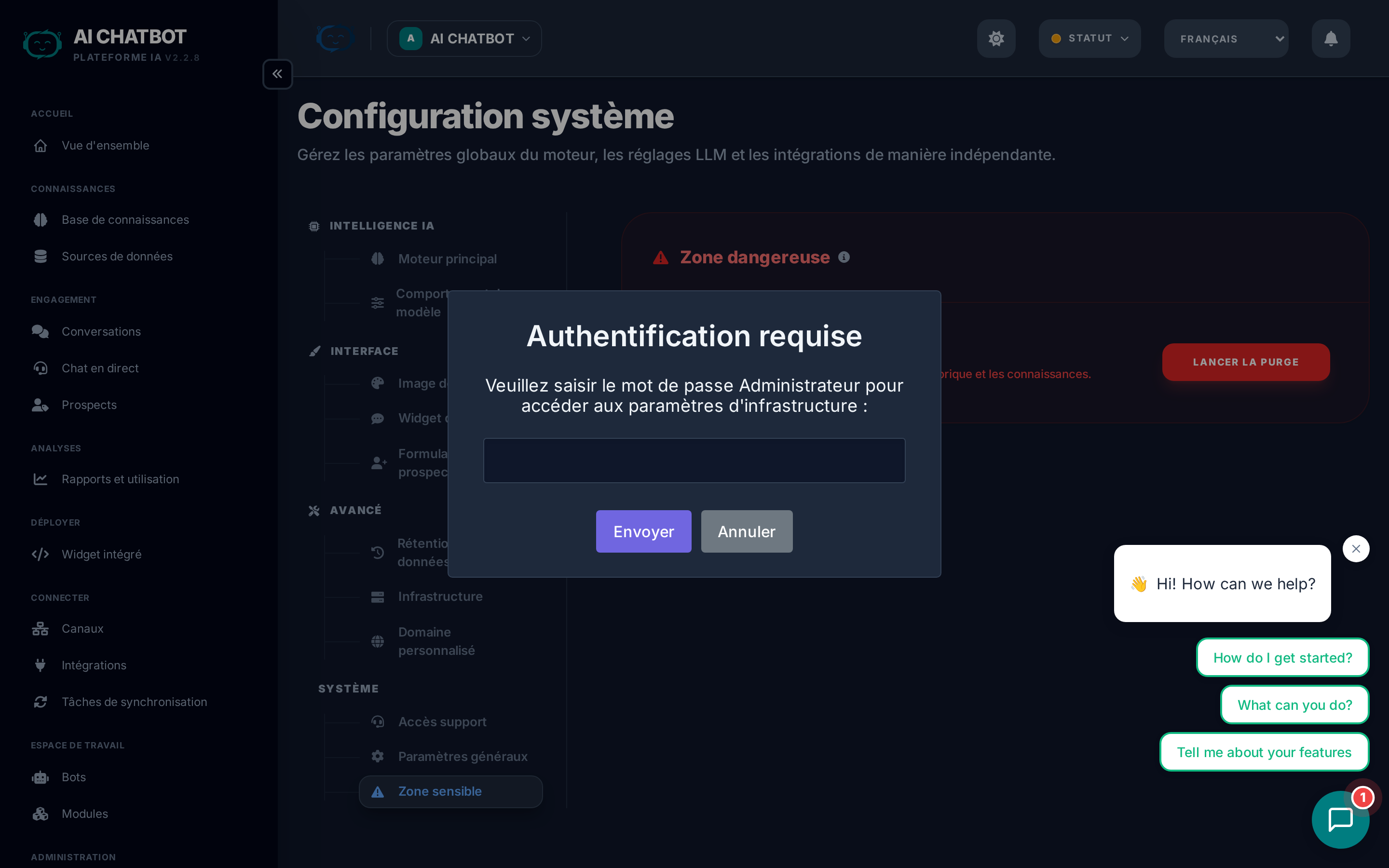 Paramètres de zone de danger