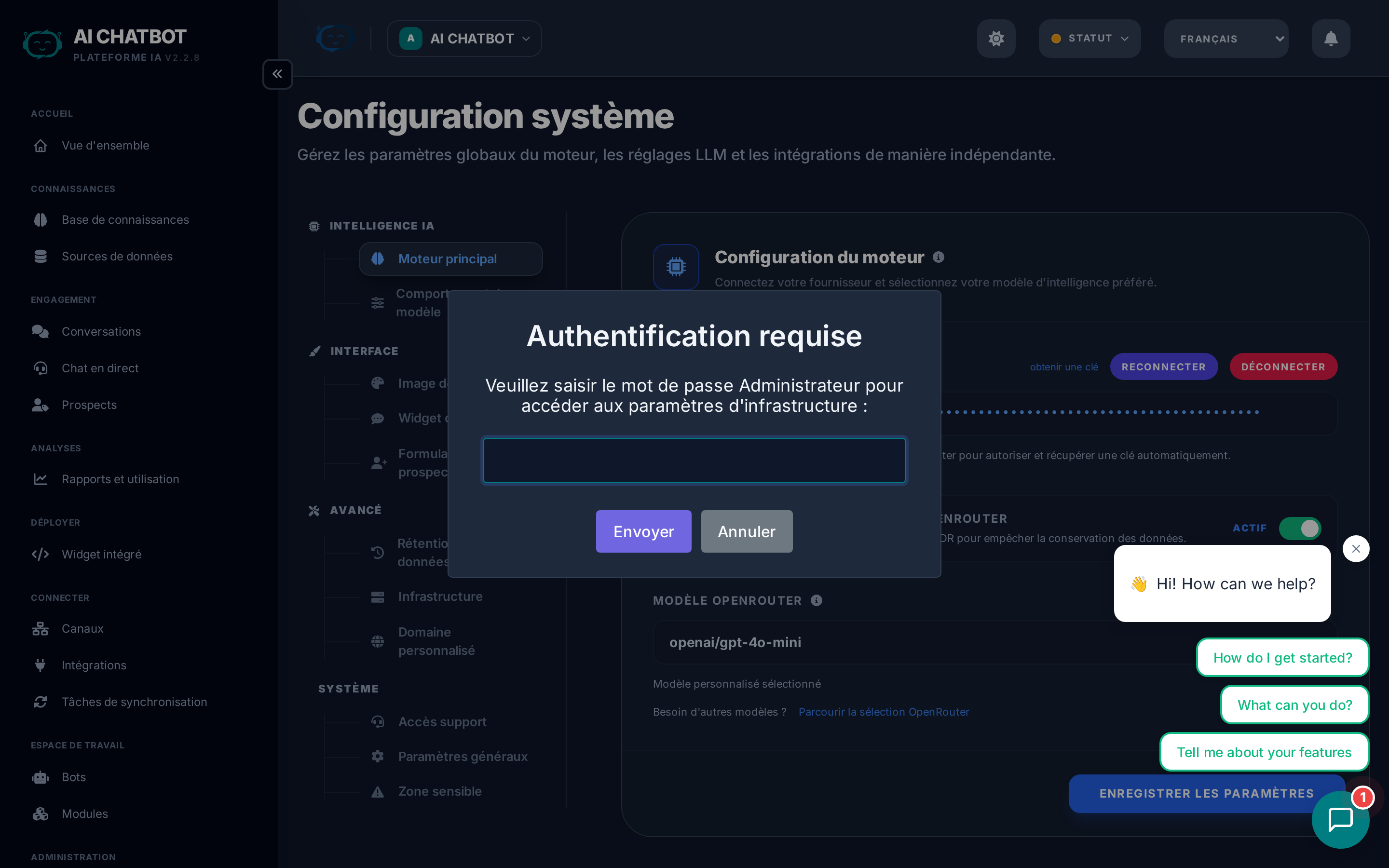 Paramètres d'infrastructure