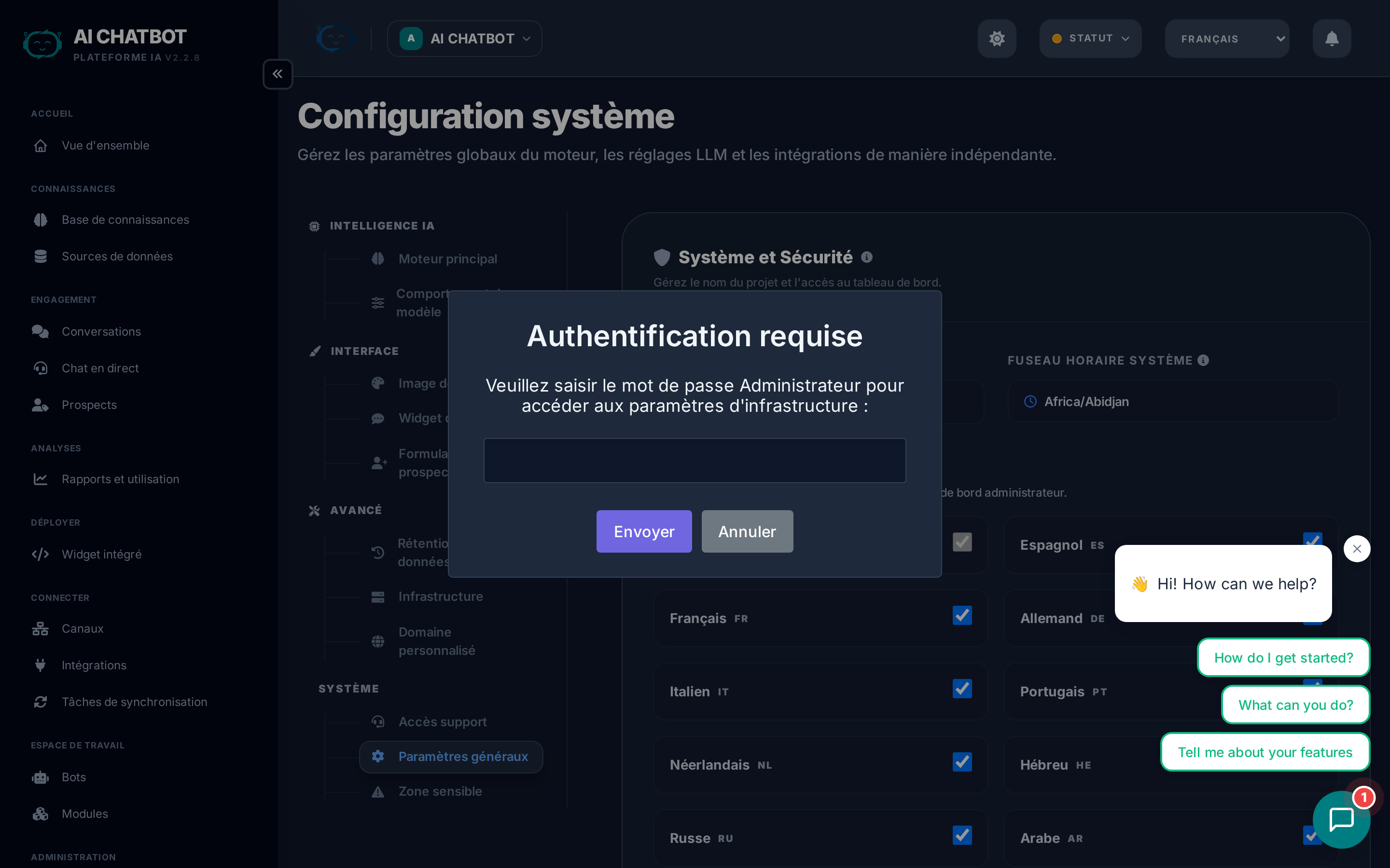Paramètres système