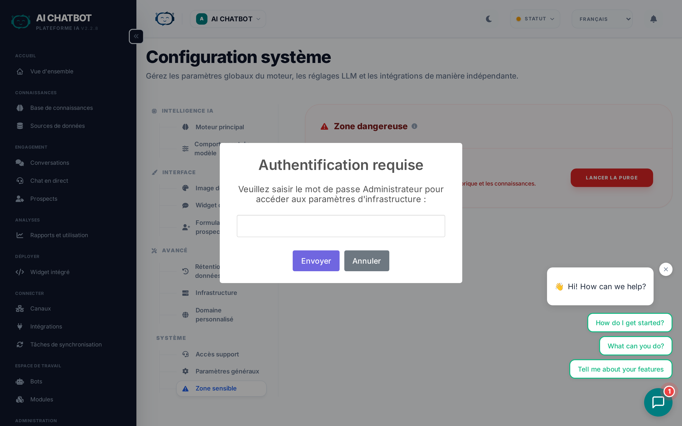 Paramètres de zone de danger
