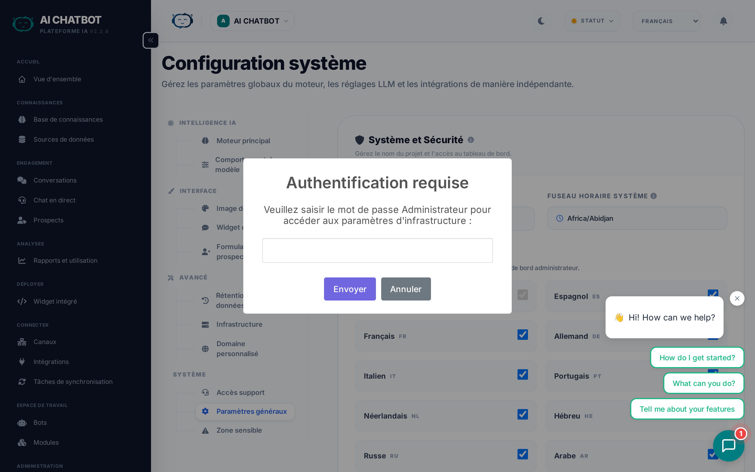 Paramètres système