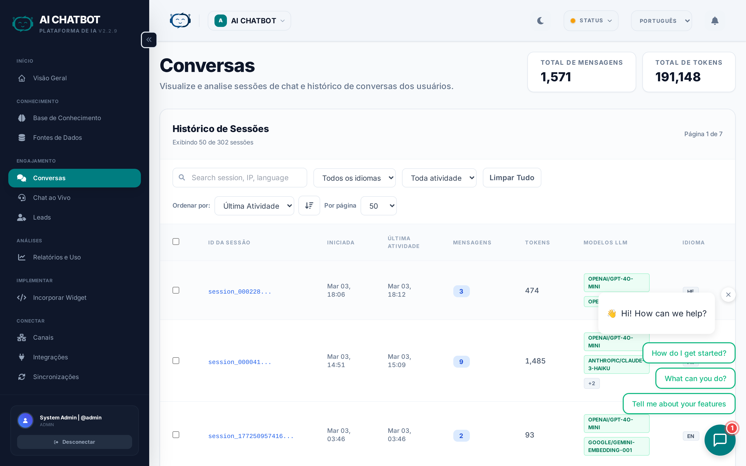 Histórico de Conversas