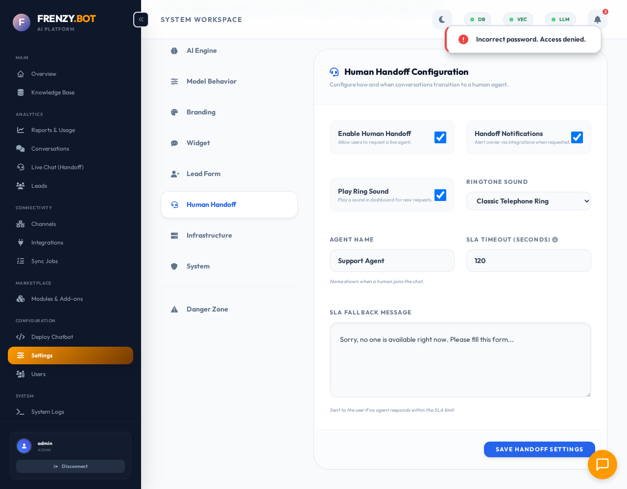Infrastructure Settings